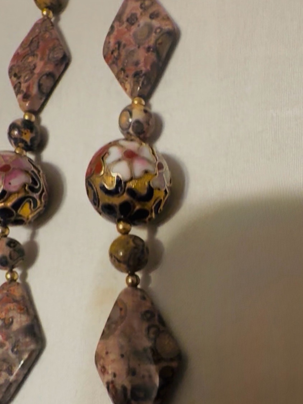 Natural Jasper Beaded Necklace - Brown Patterned - Picture 4 of 5